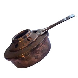 Vintage Hammered Copper Fondue Burner Chafing Dish Fuel Warmer with Handle small